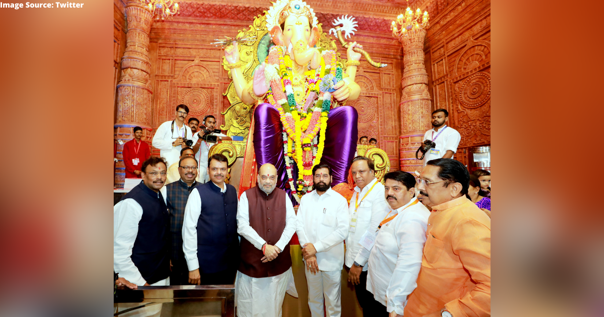 Amit Shah offers prayers at Mumbai's Lalbaugcha Raja with CM Eknath Shinde, Devendra Fadnavis